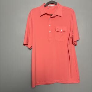 Criquet Polo Shirt Mens Medium Salmon Golf Front Pocket 100% Organic Cotton